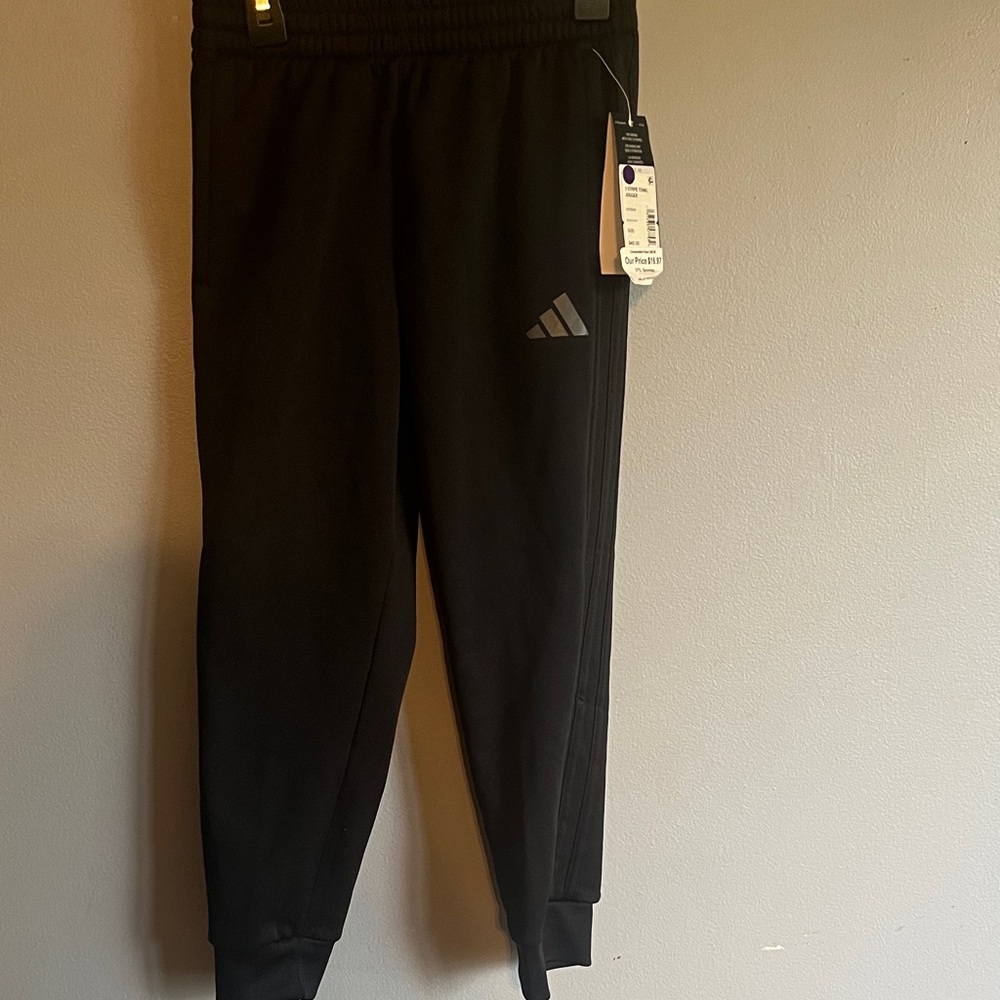 adidas Black Kids Jogger Sweatpants with Reflective Logo